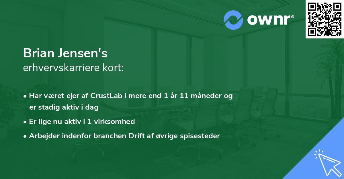 Brian Jensen's erhvervskarriere kort