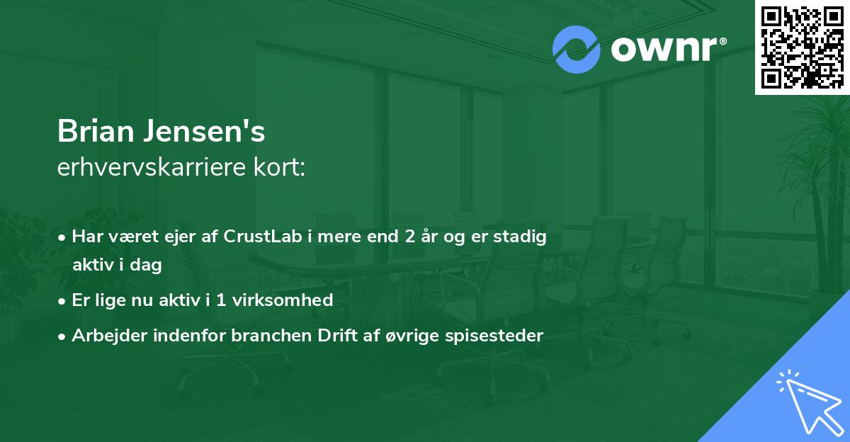 Brian Jensen's erhvervskarriere kort
