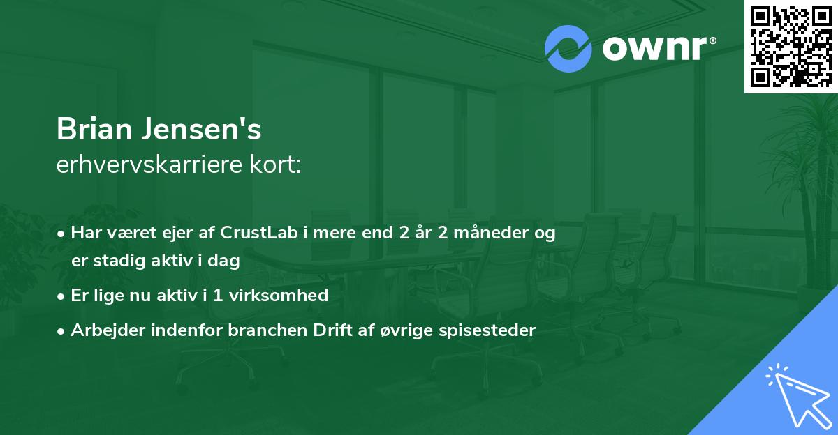 Brian Jensen's erhvervskarriere kort
