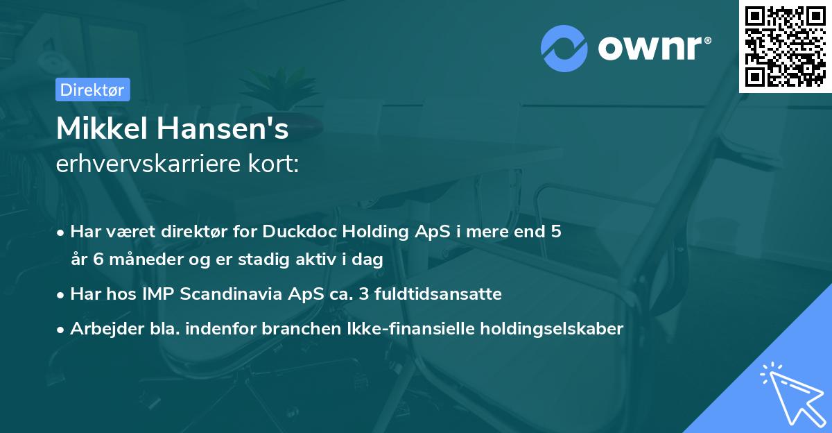 Mikkel Hansen's erhvervskarriere kort