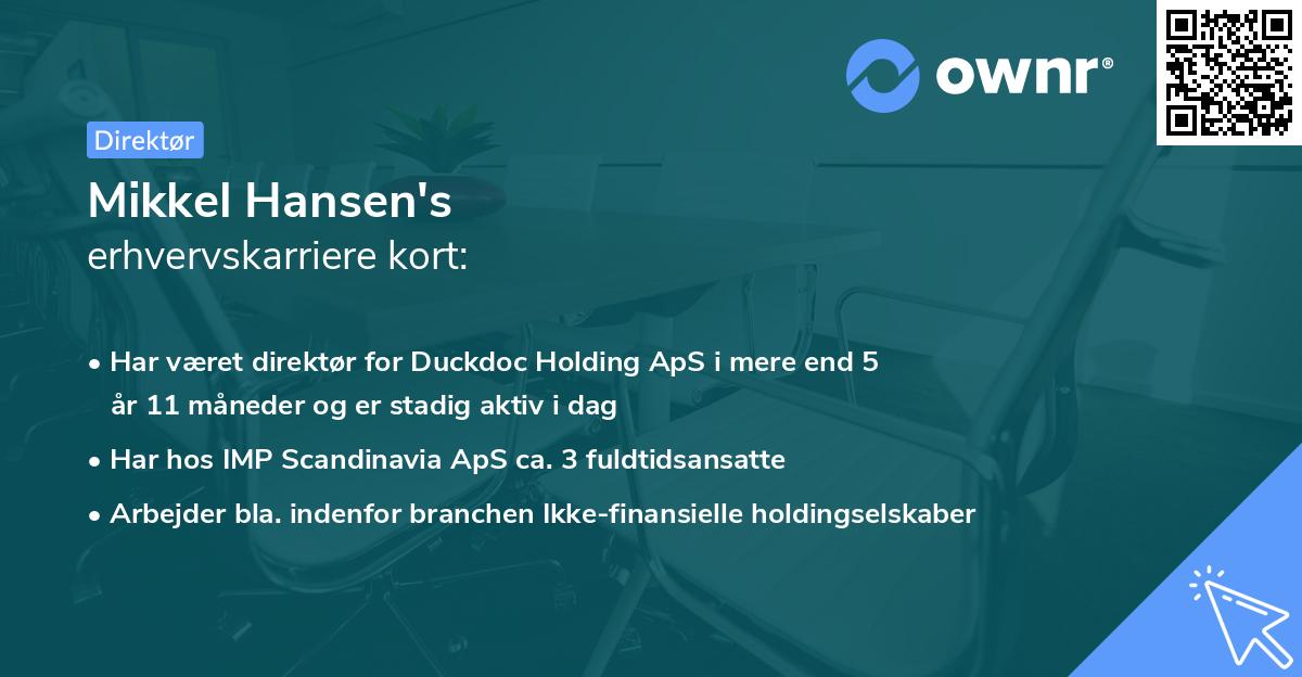 Mikkel Hansen's erhvervskarriere kort