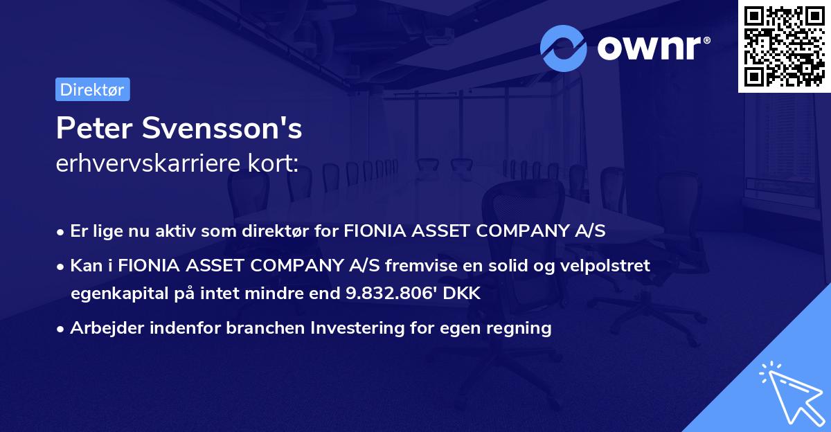 Peter Svensson's erhvervskarriere kort