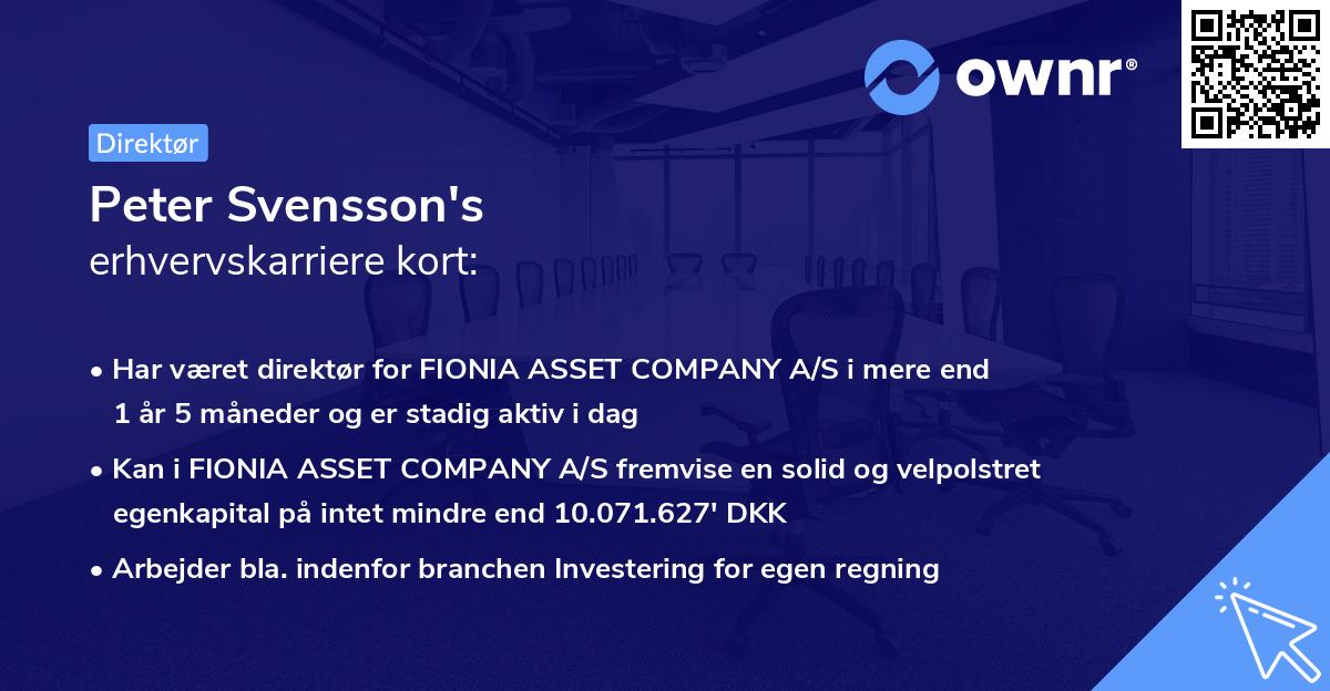 Peter Svensson's erhvervskarriere kort