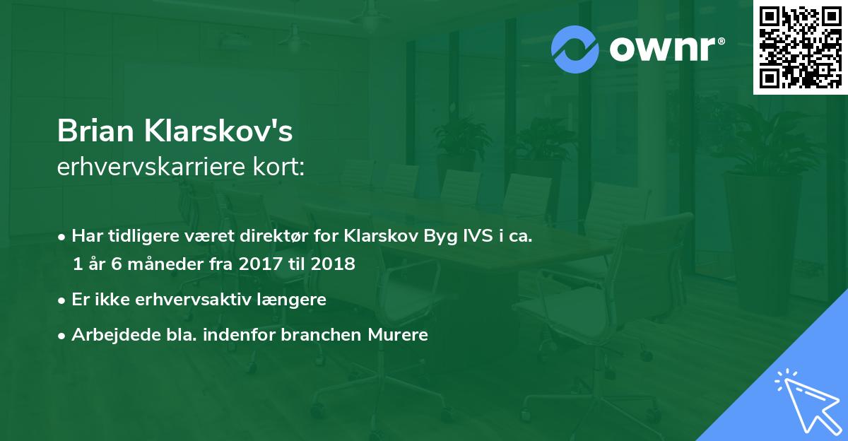 Brian Klarskov's erhvervskarriere kort