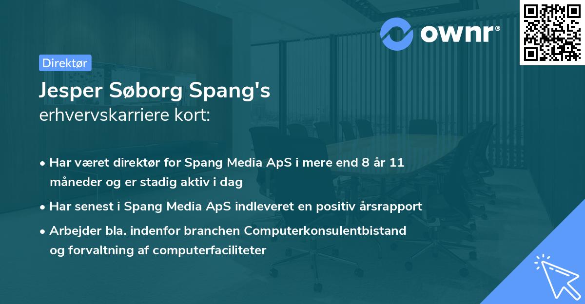Jesper Søborg Spang's erhvervskarriere kort