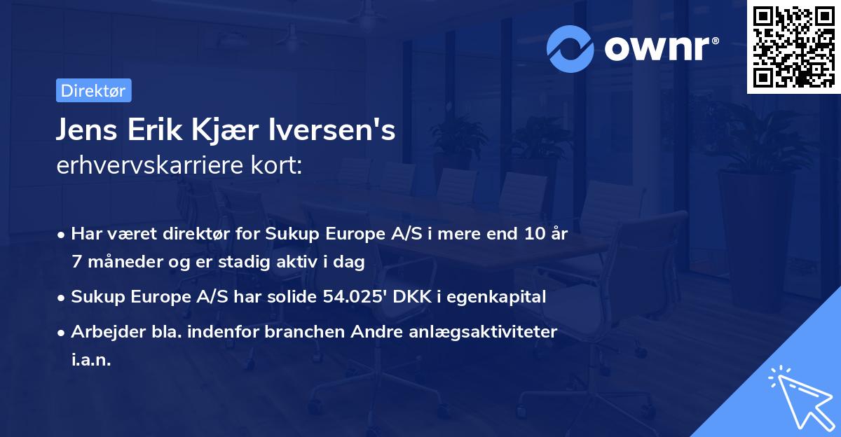 Jens Erik Kjær Iversen's erhvervskarriere kort