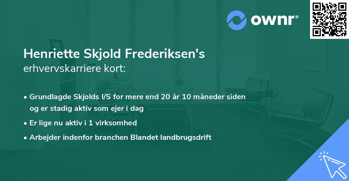 Henriette Skjold Frederiksen's erhvervskarriere kort