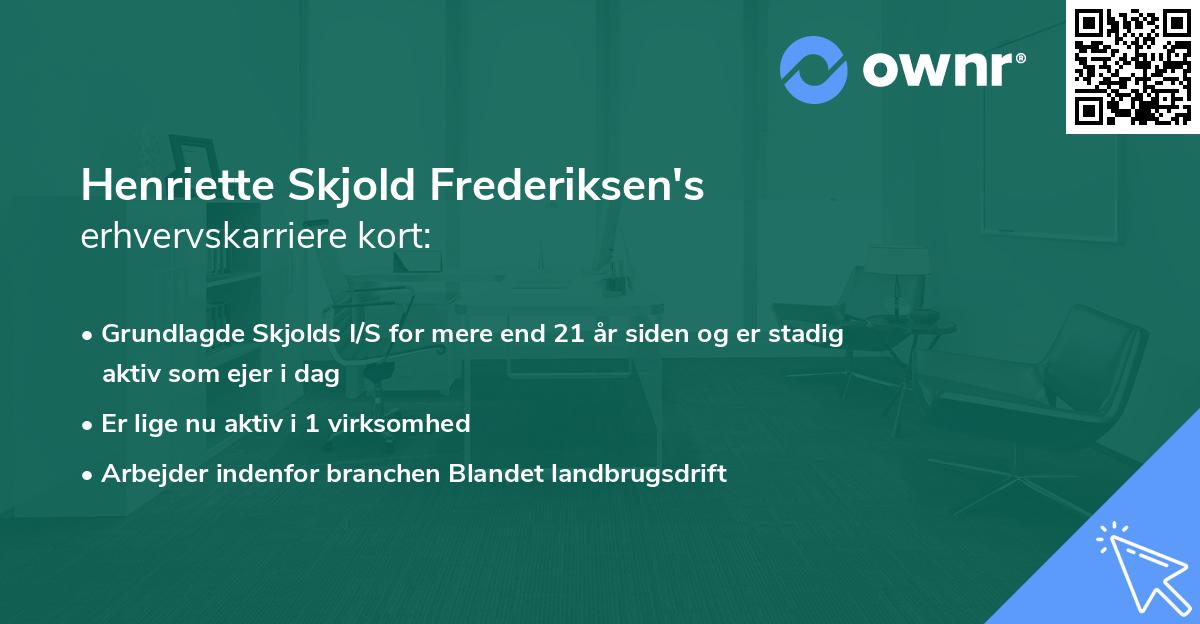 Henriette Skjold Frederiksen's erhvervskarriere kort