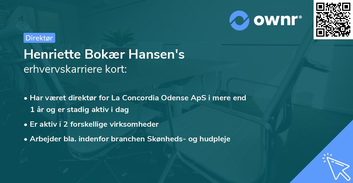 Henriette Bokær Hansen's erhvervskarriere kort