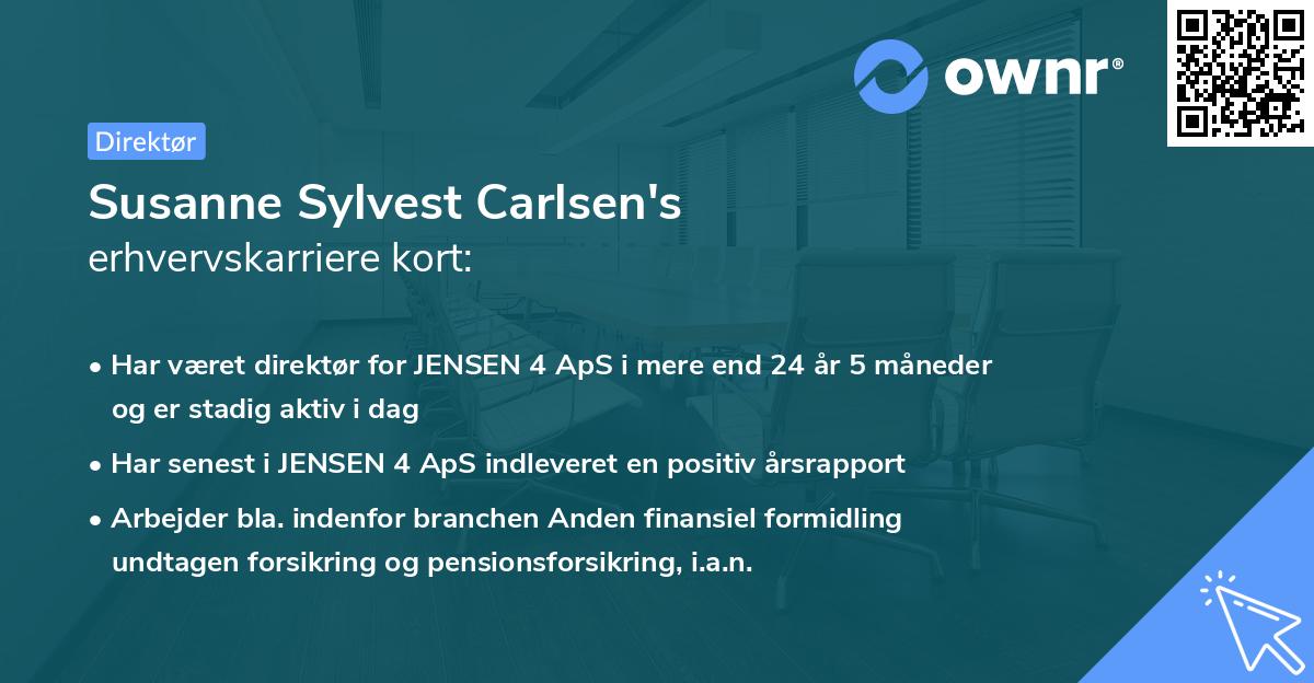 Susanne Sylvest Carlsen's erhvervskarriere kort