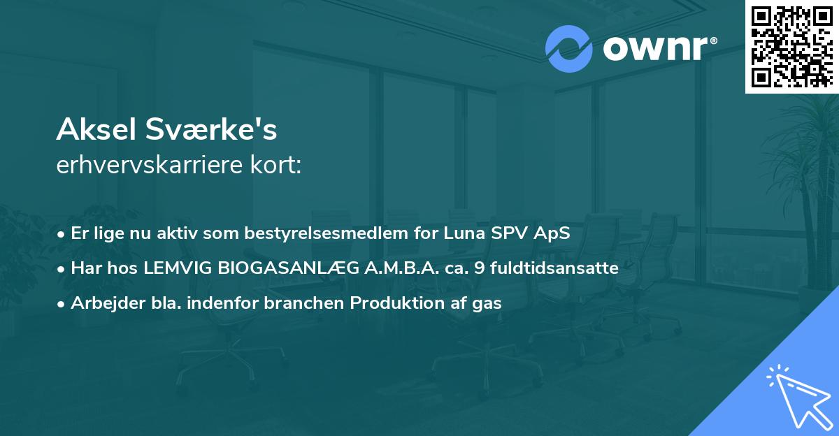 Aksel Sværke's erhvervskarriere kort