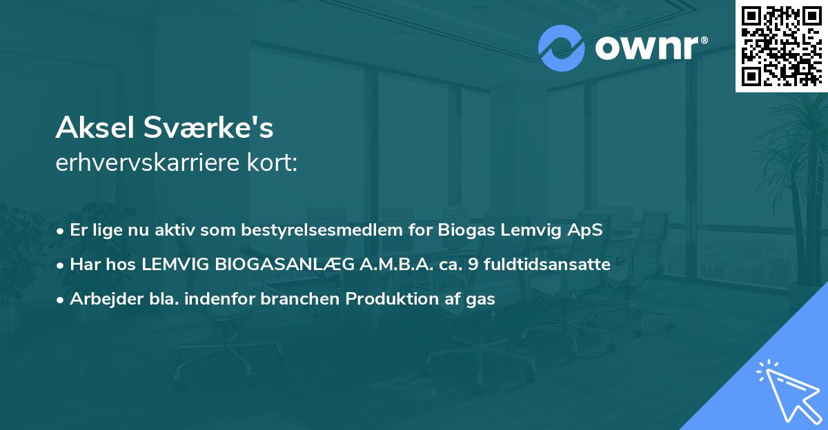 Aksel Sværke's erhvervskarriere kort