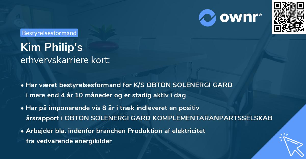 Kim Philip's erhvervskarriere kort