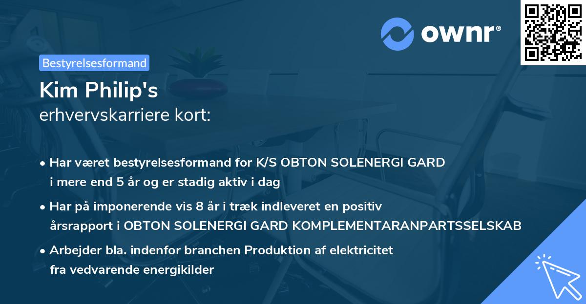 Kim Philip's erhvervskarriere kort