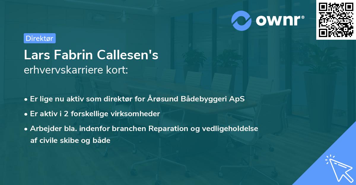 Lars Fabrin Callesen's erhvervskarriere kort