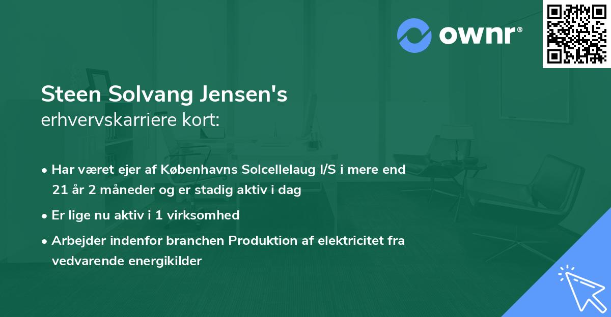 Steen Solvang Jensen's erhvervskarriere kort