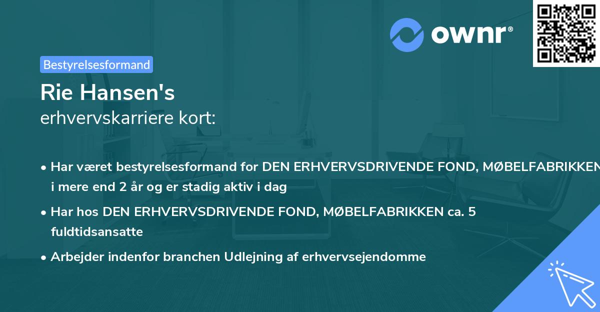 Rie Hansen's erhvervskarriere kort