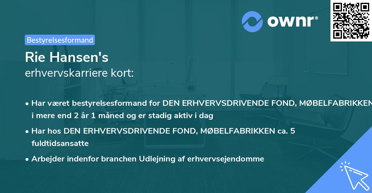 Rie Hansen's erhvervskarriere kort