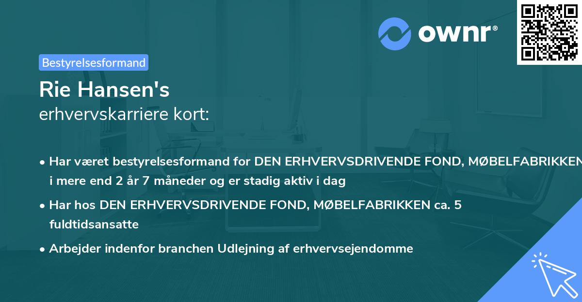 Rie Hansen's erhvervskarriere kort