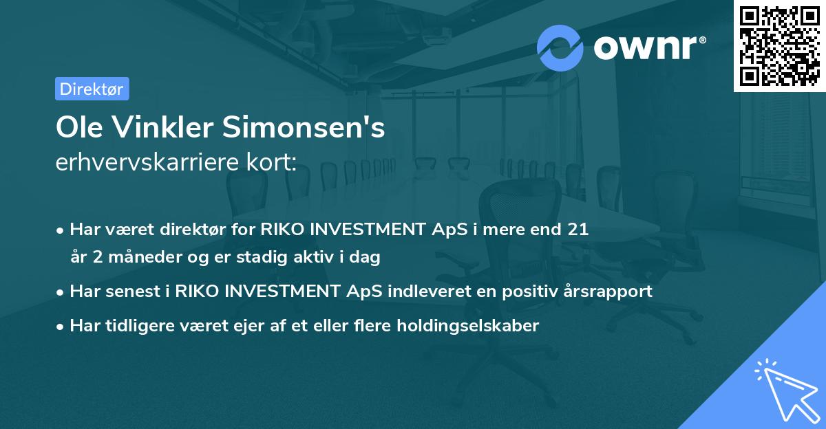 Ole Vinkler Simonsen's erhvervskarriere kort