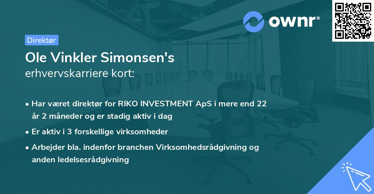 Ole Vinkler Simonsen's erhvervskarriere kort
