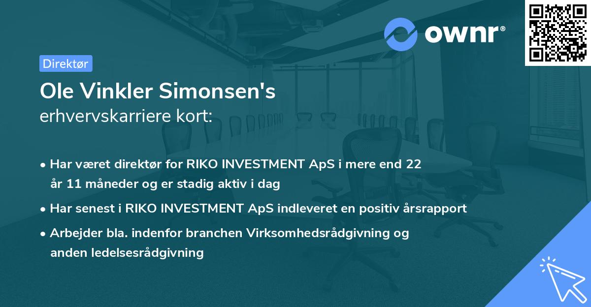 Ole Vinkler Simonsen's erhvervskarriere kort
