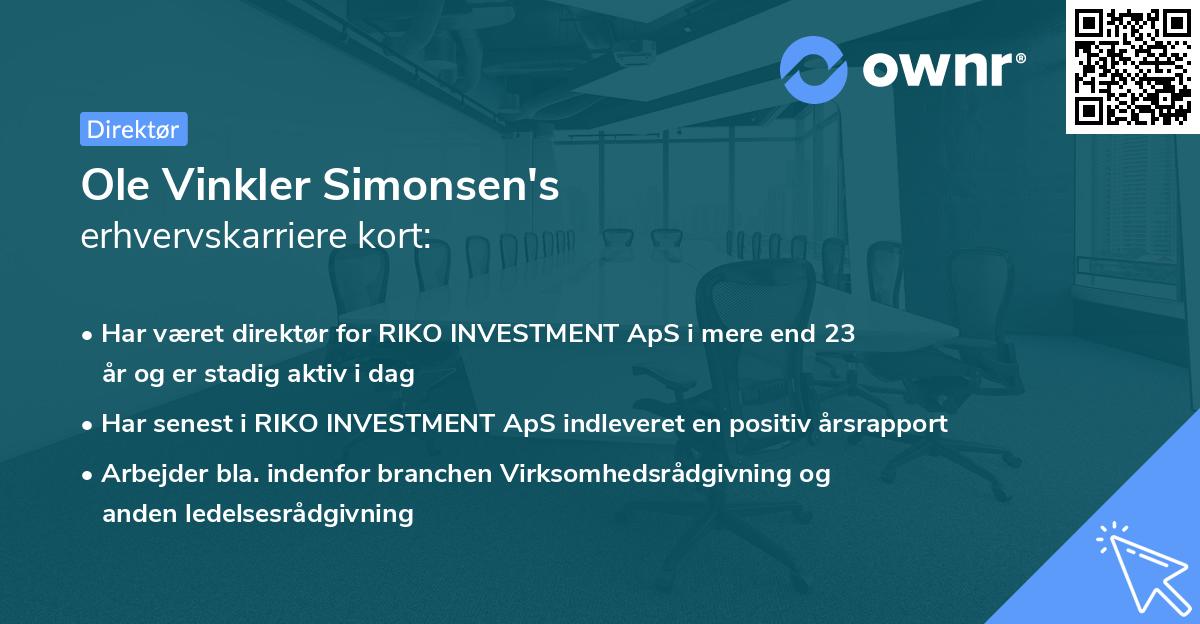 Ole Vinkler Simonsen's erhvervskarriere kort