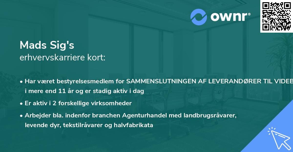 Mads Sig's erhvervskarriere kort