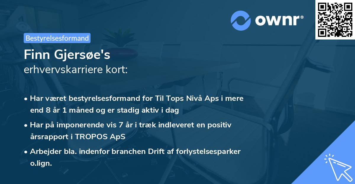 Finn Gjersøe's erhvervskarriere kort