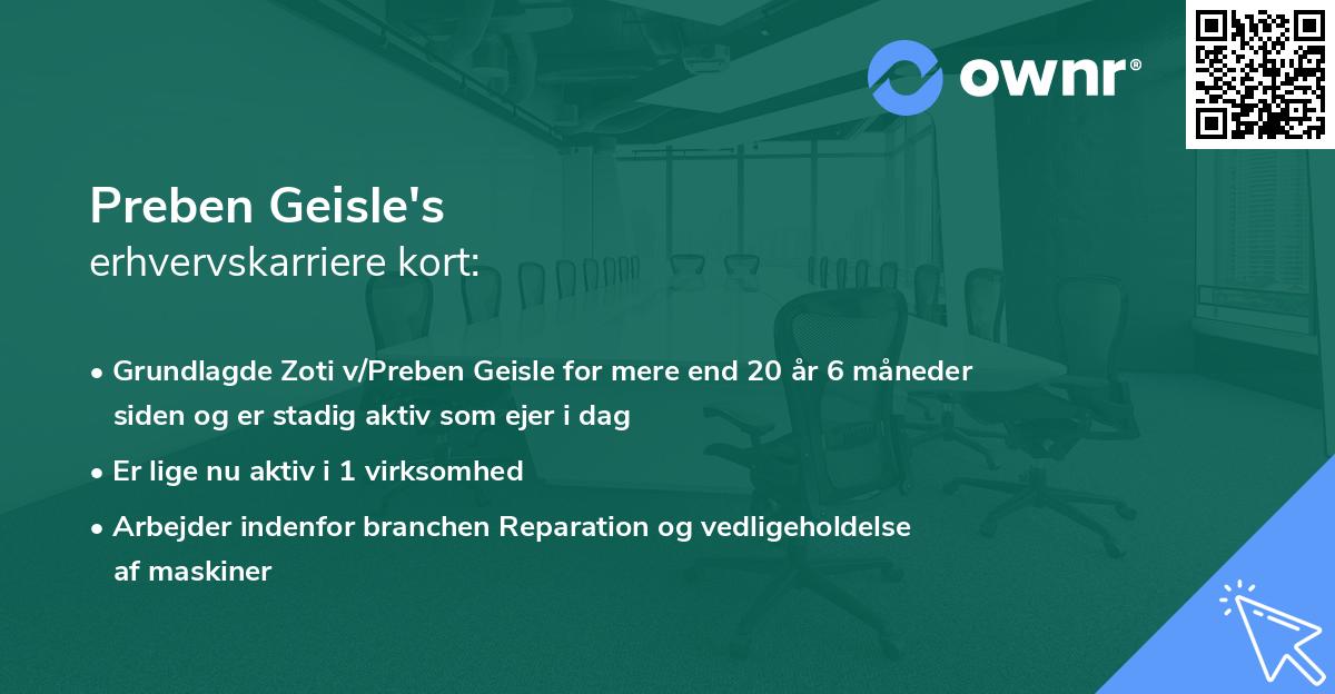 Preben Geisle's erhvervskarriere kort