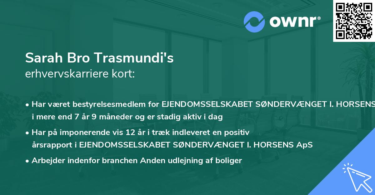 Sarah Bro Trasmundi's erhvervskarriere kort