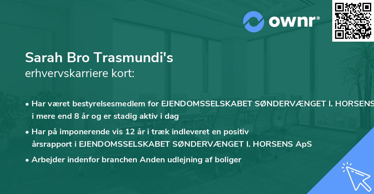 Sarah Bro Trasmundi's erhvervskarriere kort