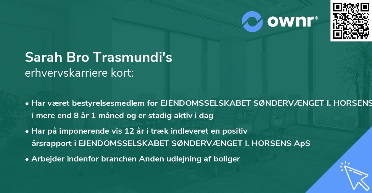 Sarah Bro Trasmundi's erhvervskarriere kort