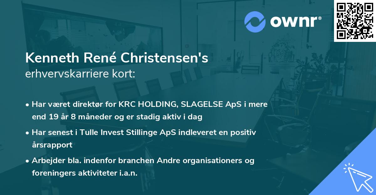 Kenneth René Christensen's erhvervskarriere kort