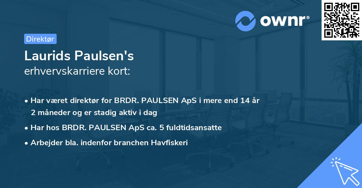 Laurids Paulsen's erhvervskarriere kort