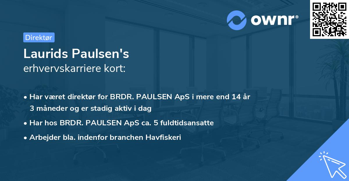 Laurids Paulsen's erhvervskarriere kort