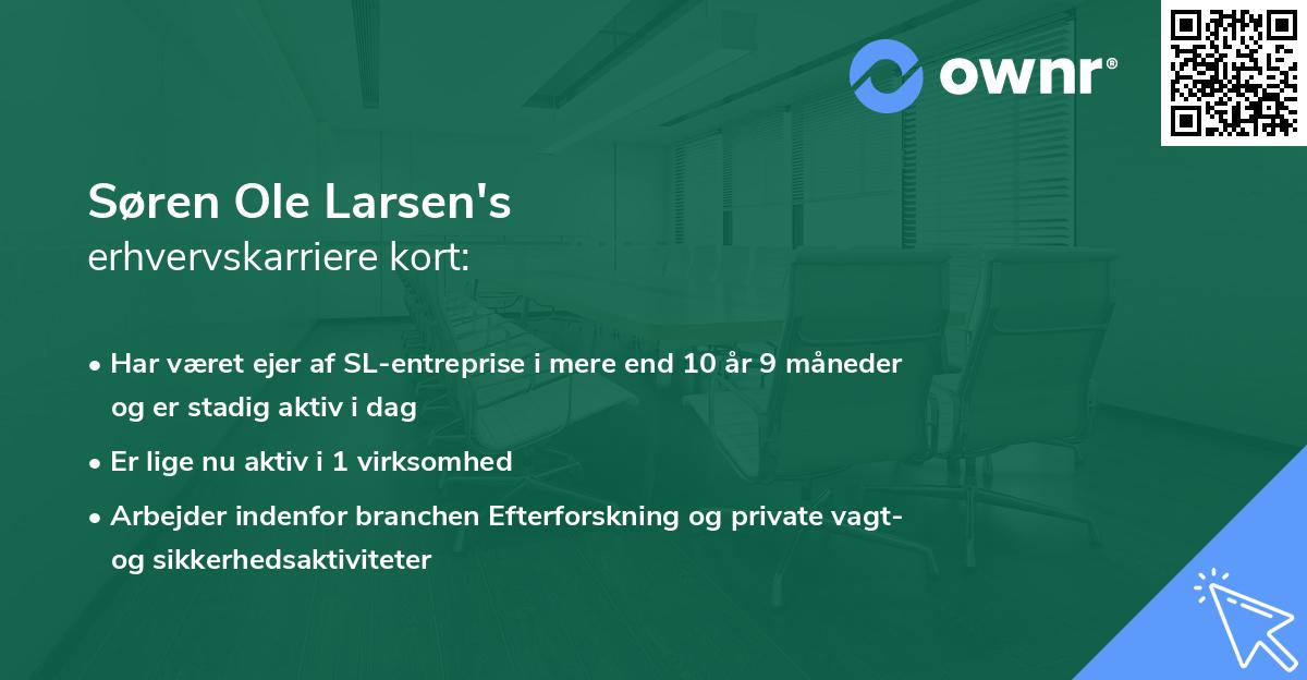 Søren Ole Larsen's erhvervskarriere kort