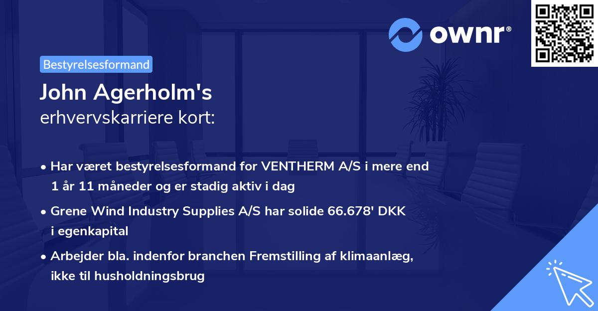 John Agerholm's erhvervskarriere kort