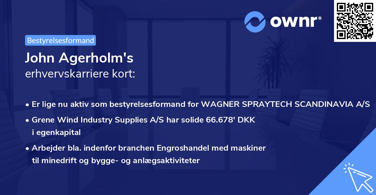 John Agerholm's erhvervskarriere kort