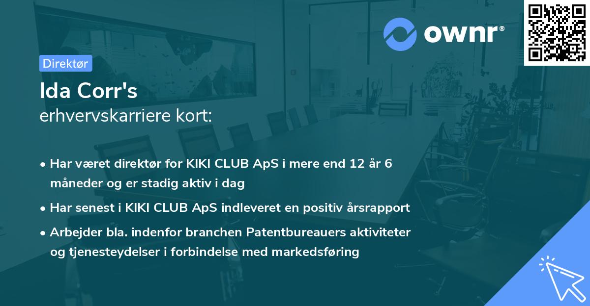 Ida Corr's erhvervskarriere kort