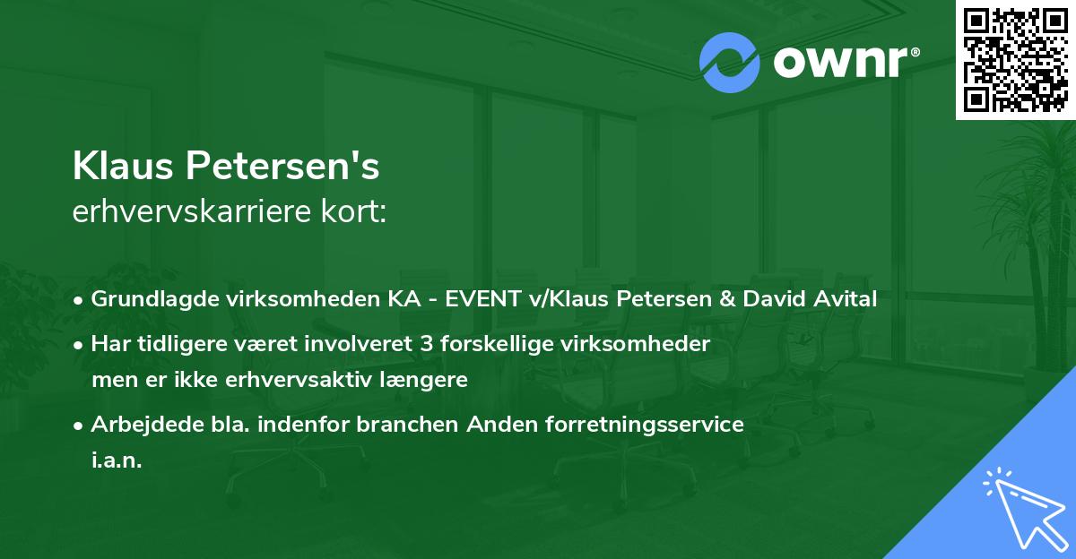 Klaus Petersen's erhvervskarriere kort