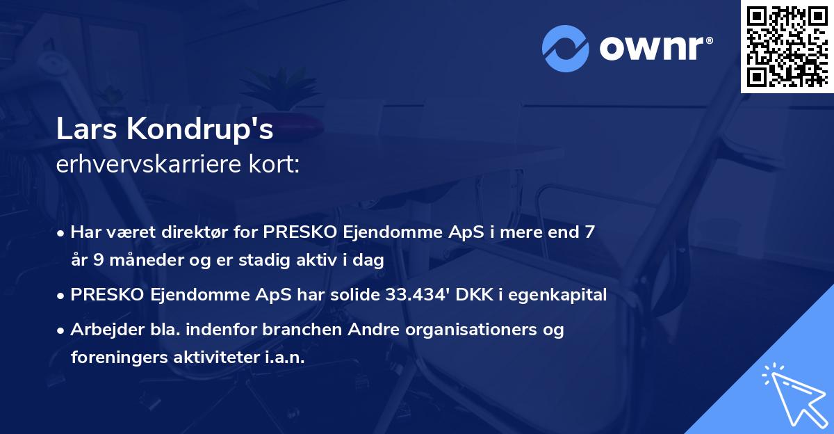 Lars Kondrup's erhvervskarriere kort