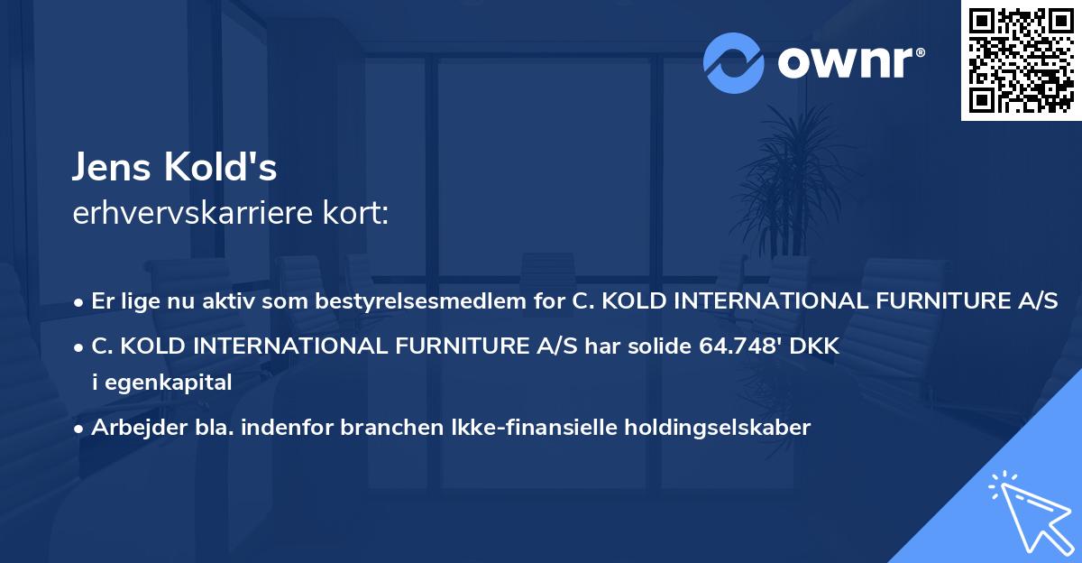 Jens Kold's erhvervskarriere kort