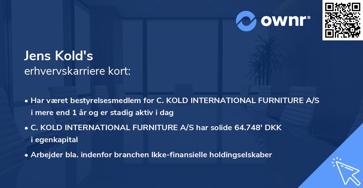 Jens Kold's erhvervskarriere kort