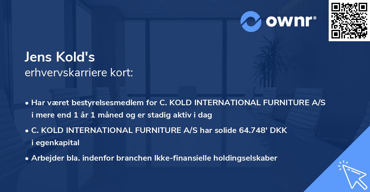 Jens Kold's erhvervskarriere kort