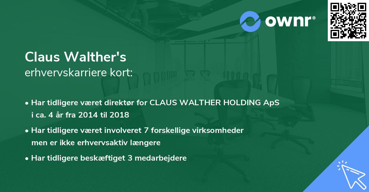 Claus Walther's erhvervskarriere kort