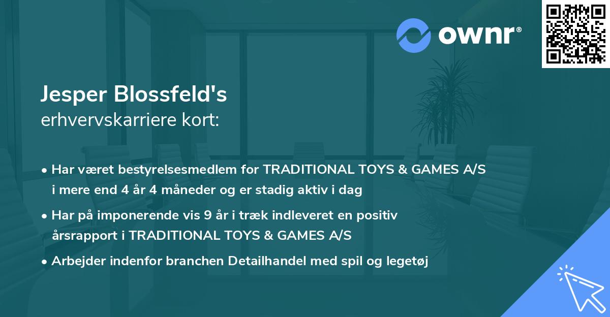 Jesper Blossfeld's erhvervskarriere kort