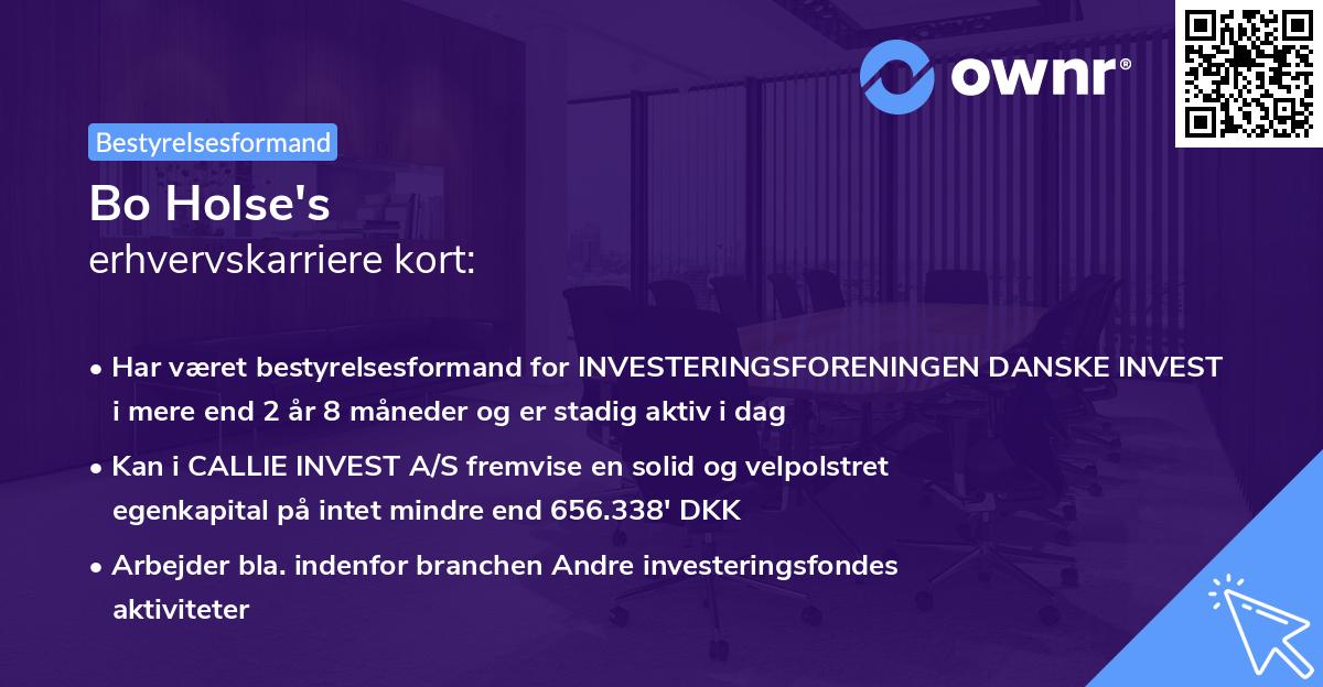 Bo Holse's erhvervskarriere kort