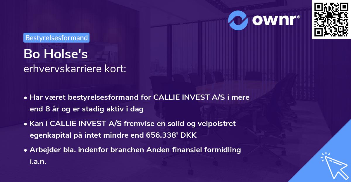 Bo Holse's erhvervskarriere kort