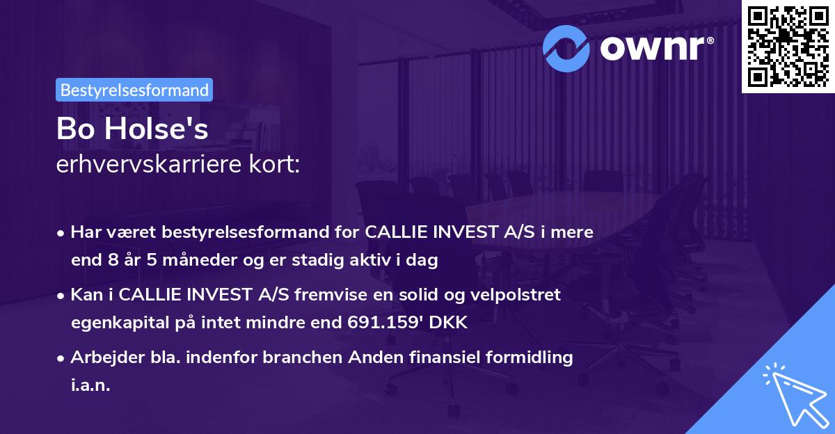 Bo Holse's erhvervskarriere kort